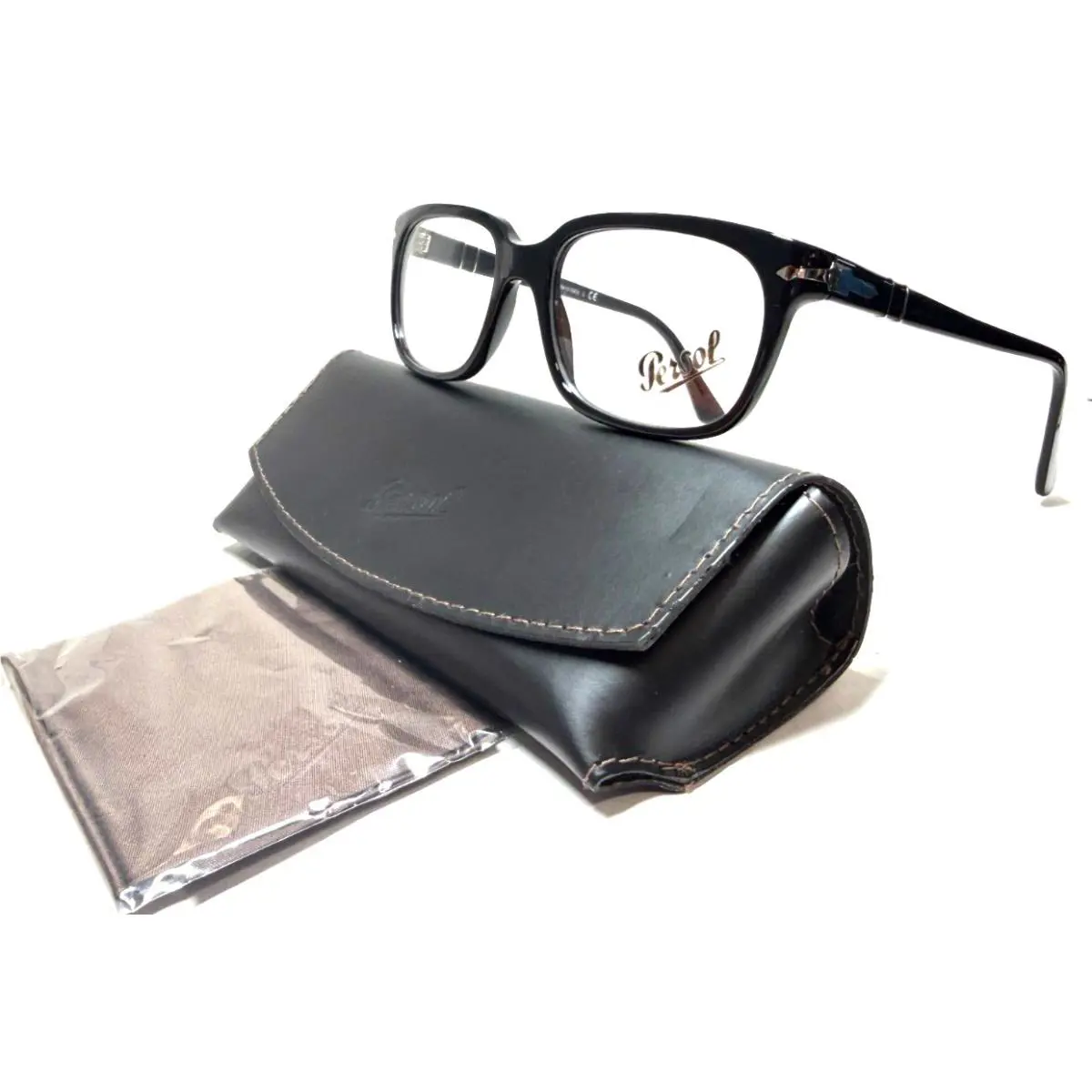 Persol P 3131-V 95 Shiny Black W/silver Acents Eyeglasses 54-18