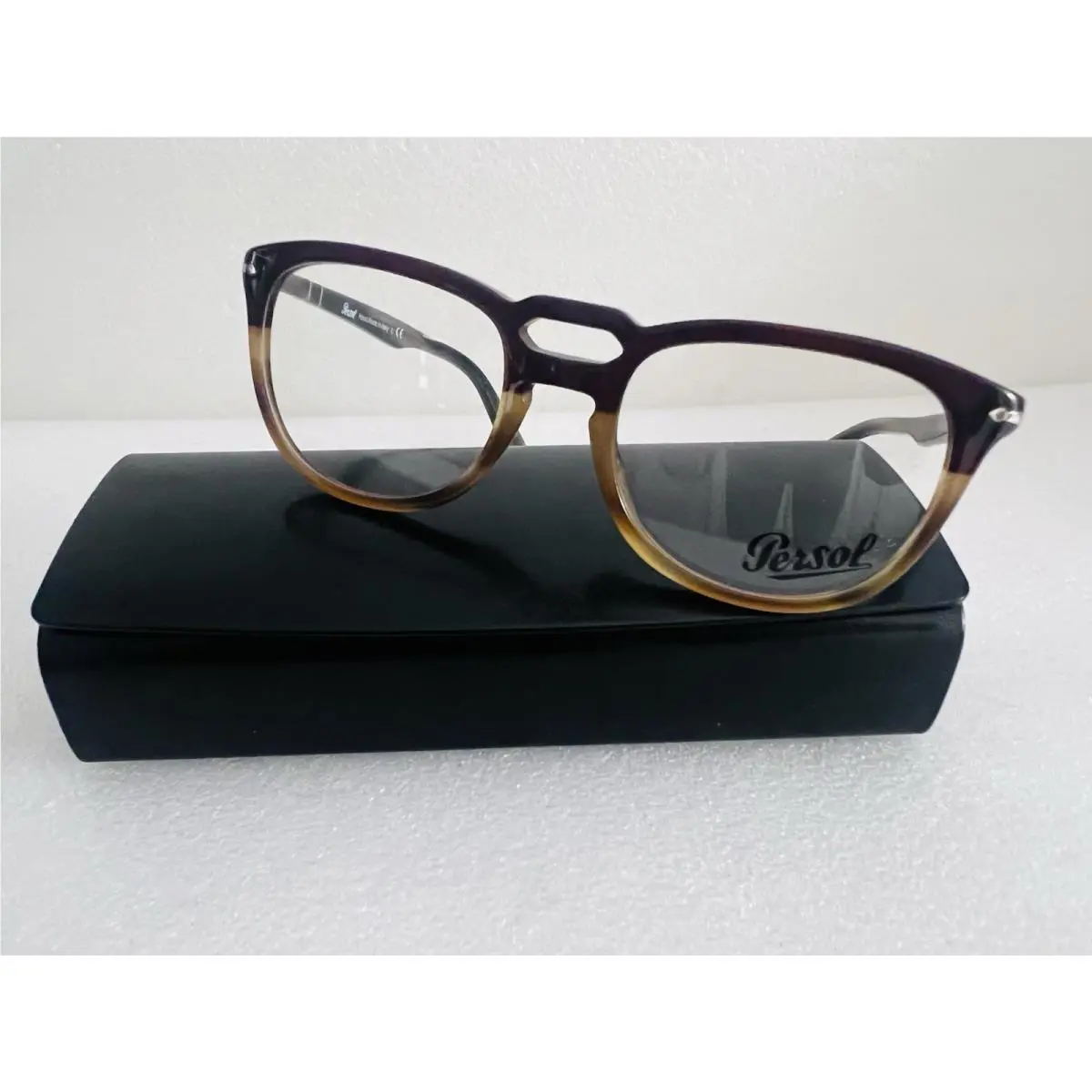 Persol Women`s OP03278V Square Eyewear Frames Black/striped Brown