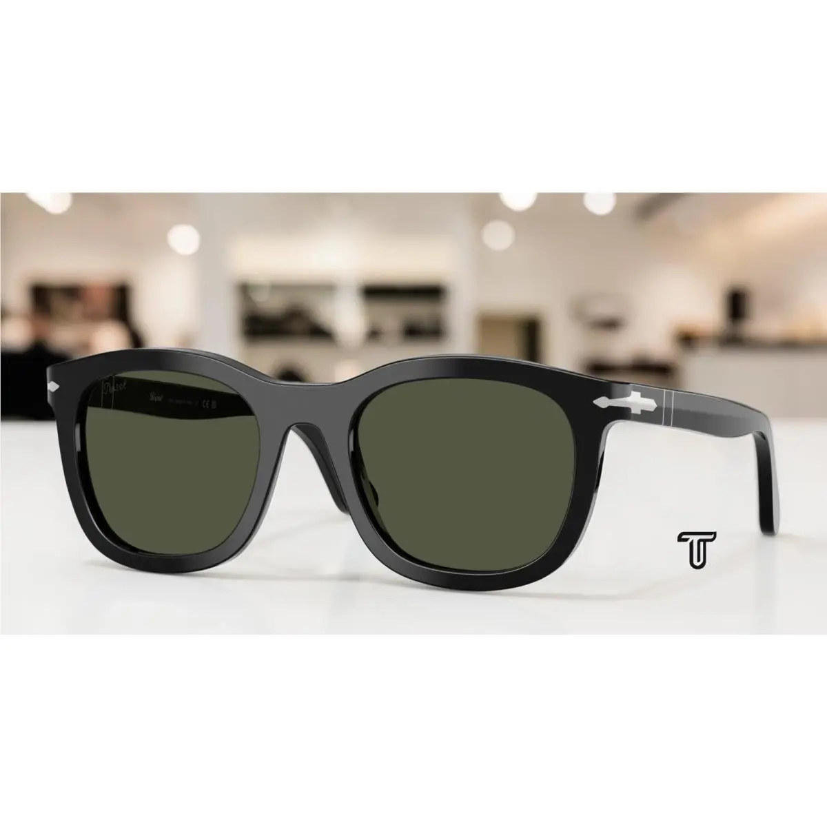PO3395S 95 31 Black Green 52 mm Unisex Sunglasses by Persol