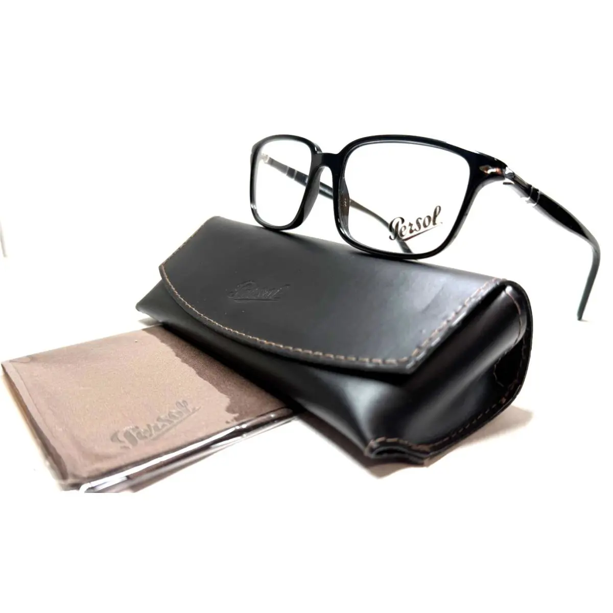 Persol P 3013-V 95 Shiny Black W/silver Acents Eyeglasses 53-17