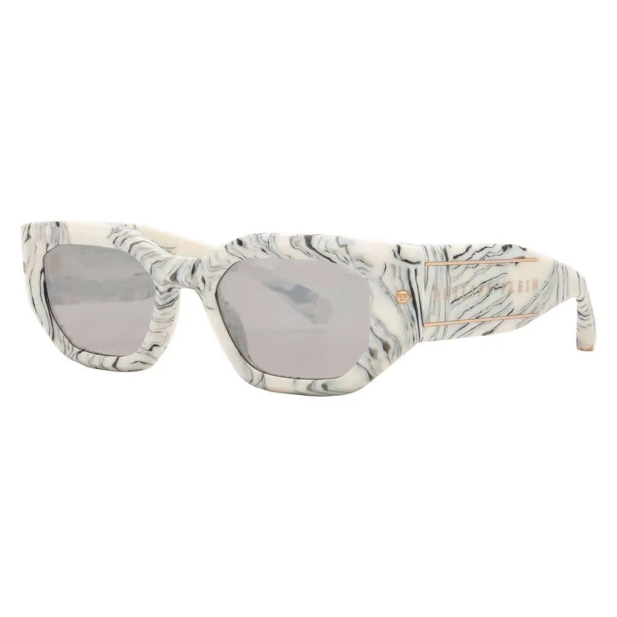 Philipp Plein Silver Mirror Rectangular Ladies Sunglasses SPP066M 09YL 51