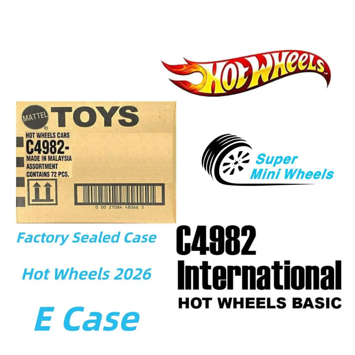 Hot Wheels Basic 2026 E Case 72 Pcs Case International Version