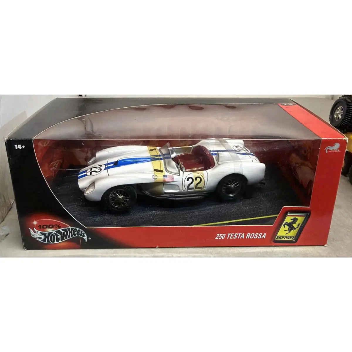 Hot Wheels After Race Ferrari 250 Testa Rossa White Blue 22 1/18 Die Cast