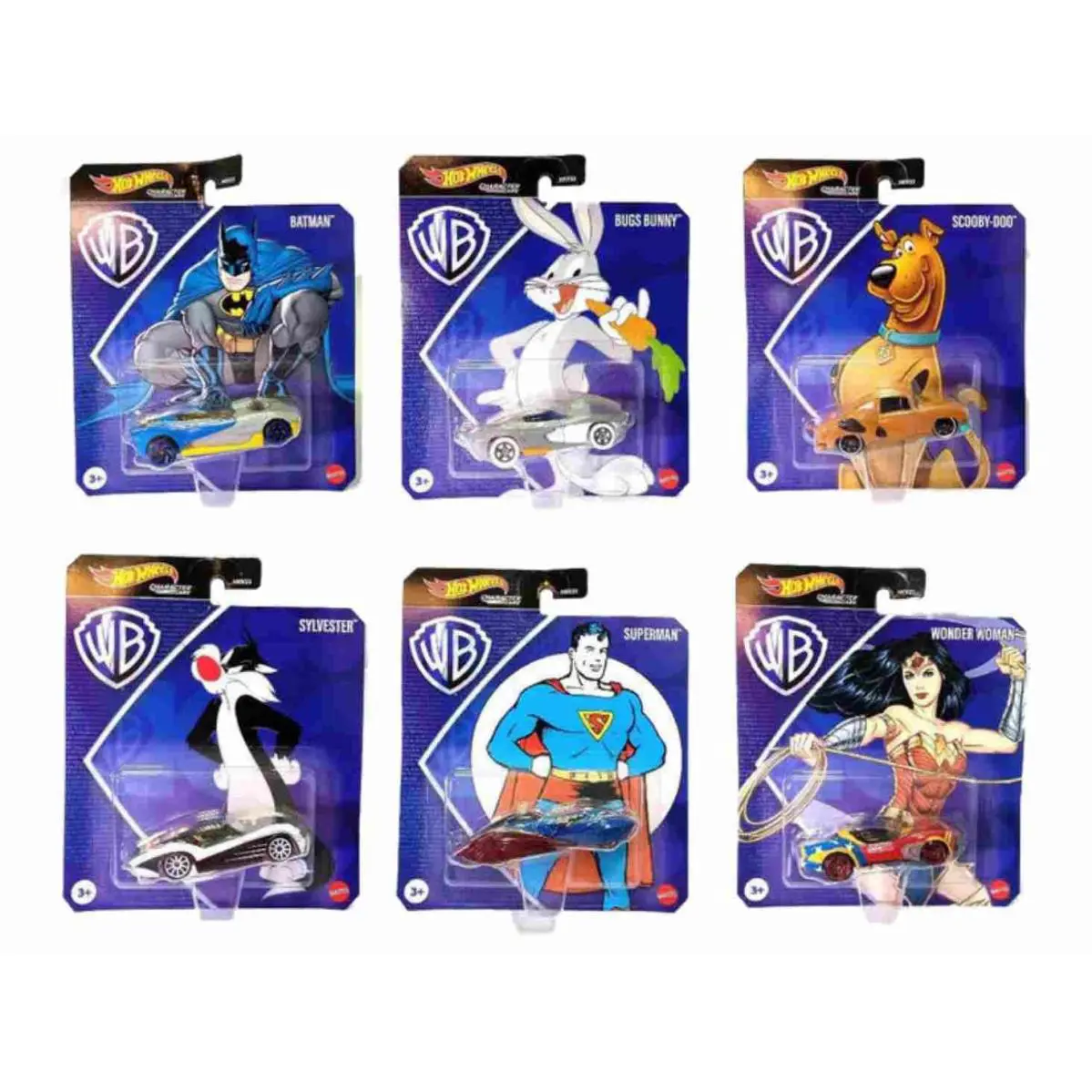 Warner Bros DC Scooby and Looney Tunes Character Cars Complete Set of 6