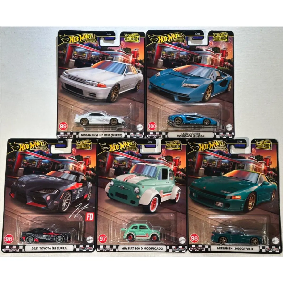 2024 Hot Wheels Boulevard 96-100 Supra Fiat Mitsubishi Skyline Lamborghini