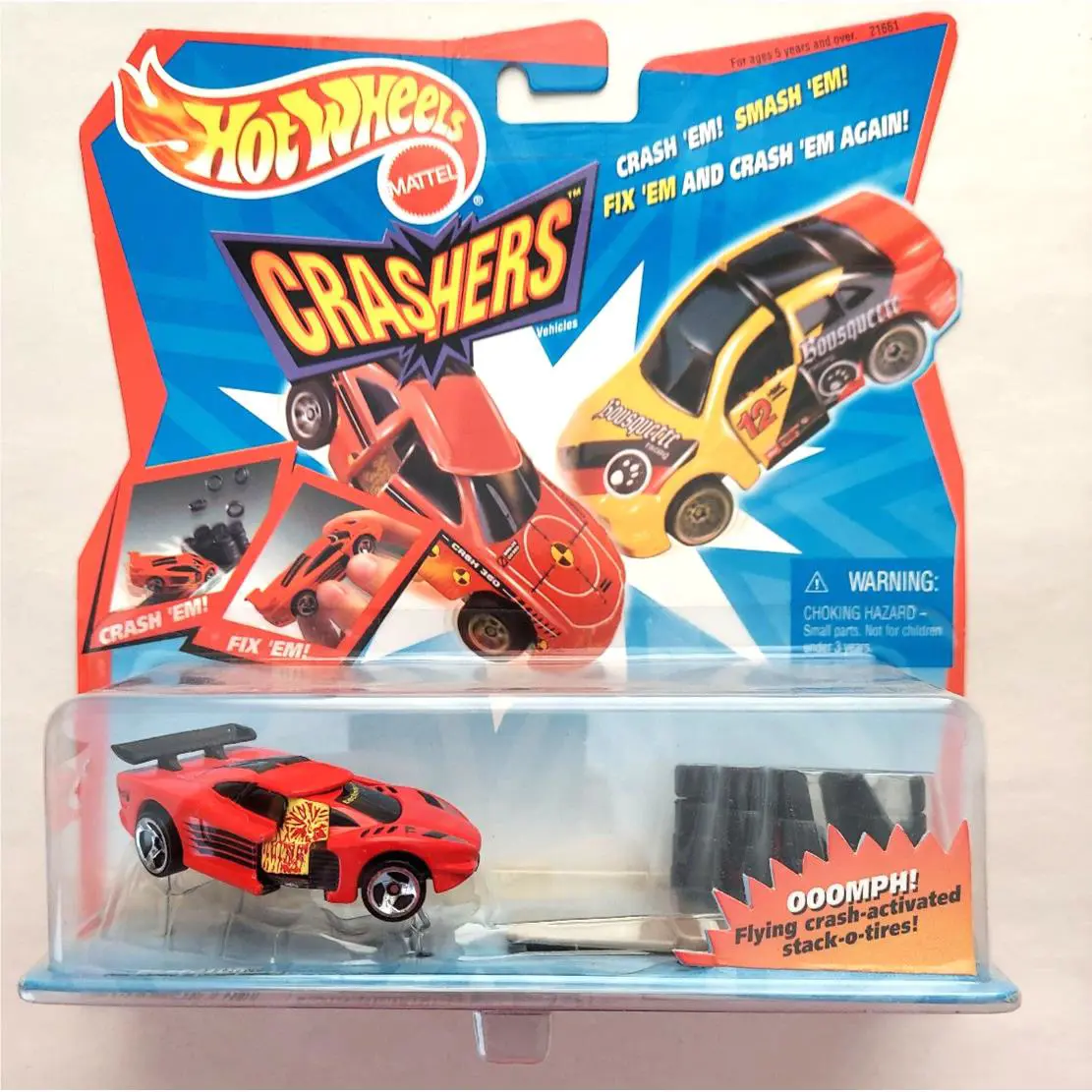 Hot Wheels Crashers Bi-sector Vintage 1998 Mattel 21658 Nip Htf Red