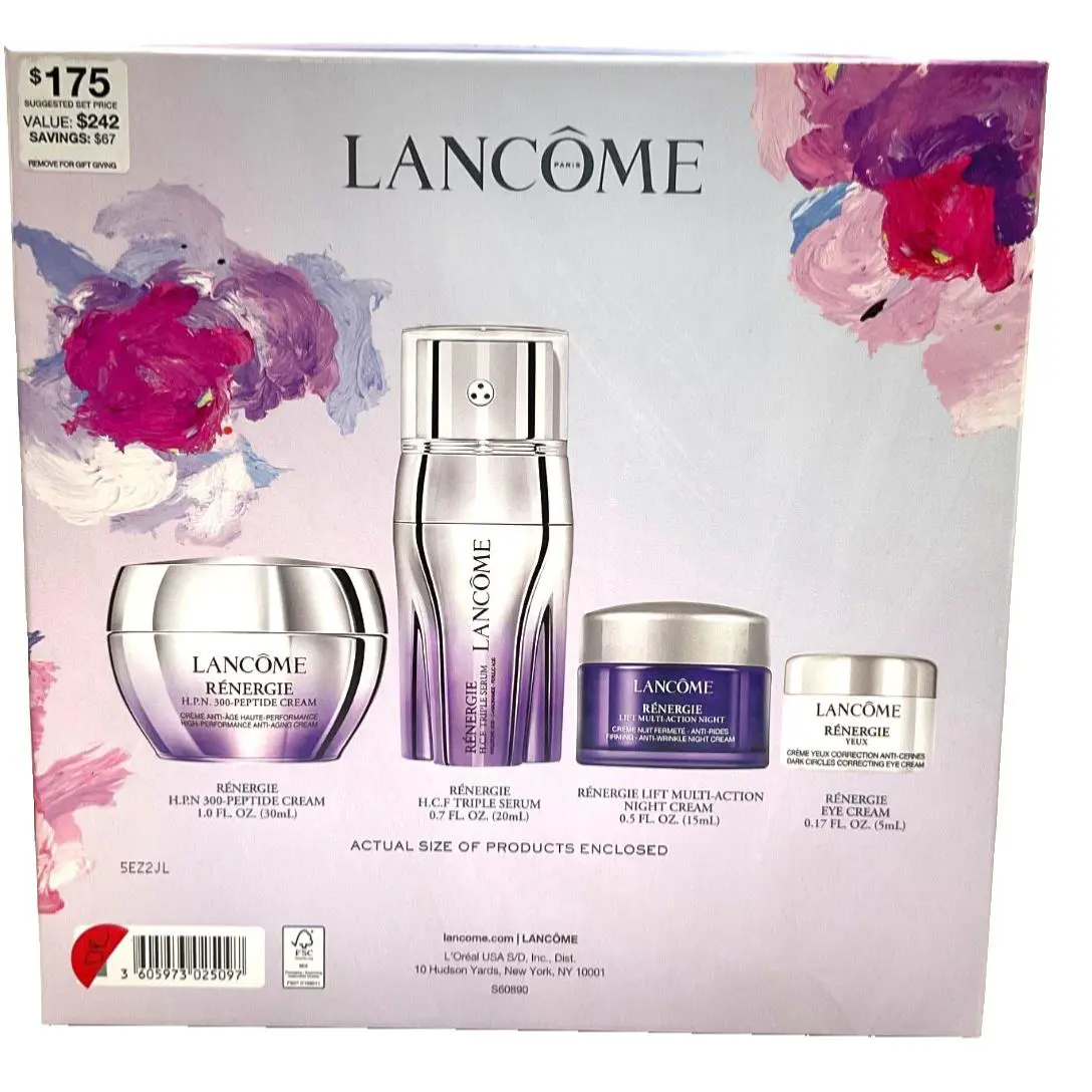 Lancome 4 Pcs Renergie Skin Care Gift Set Hpn300 Hcf Triple Night Cream Eye
