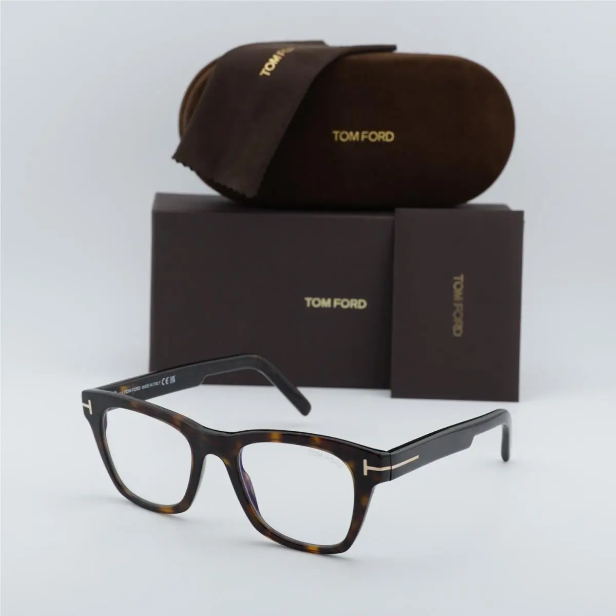 Tom Ford FT5886-B 052 Havana/clear Blue Light Block 50mm Eyeglasses