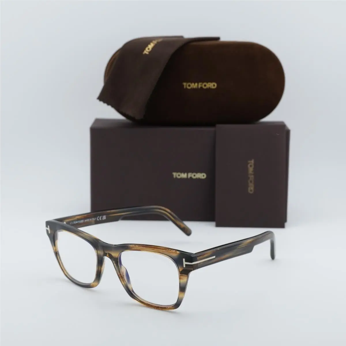 Tom Ford FT5886-B 045 Havana/clear Blue Light Block 50mm Eyeglasses