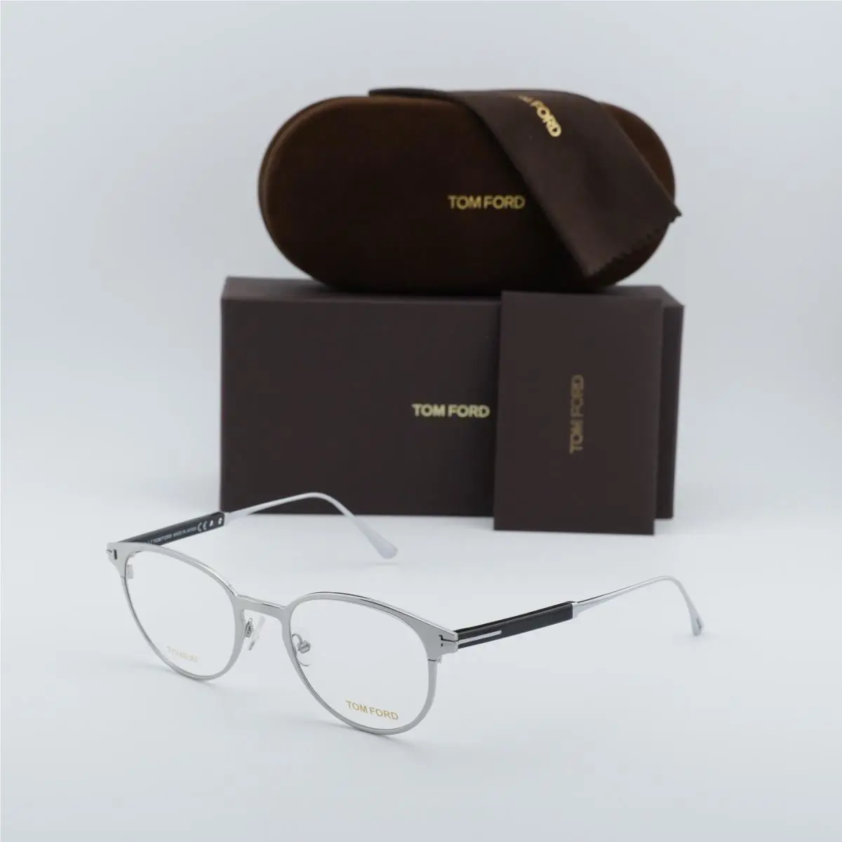Tom Ford FT5482 018 Shiny Rhodium 50mm Eyeglasses