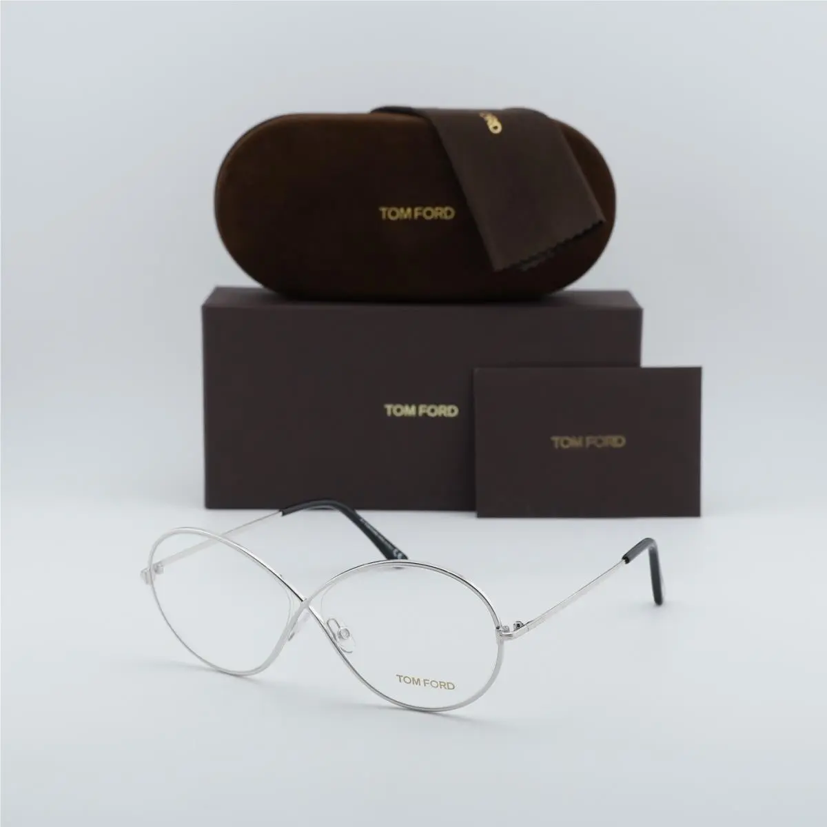 Tom Ford FT5517 018 Shiny Rhodium 58mm Eyeglasses