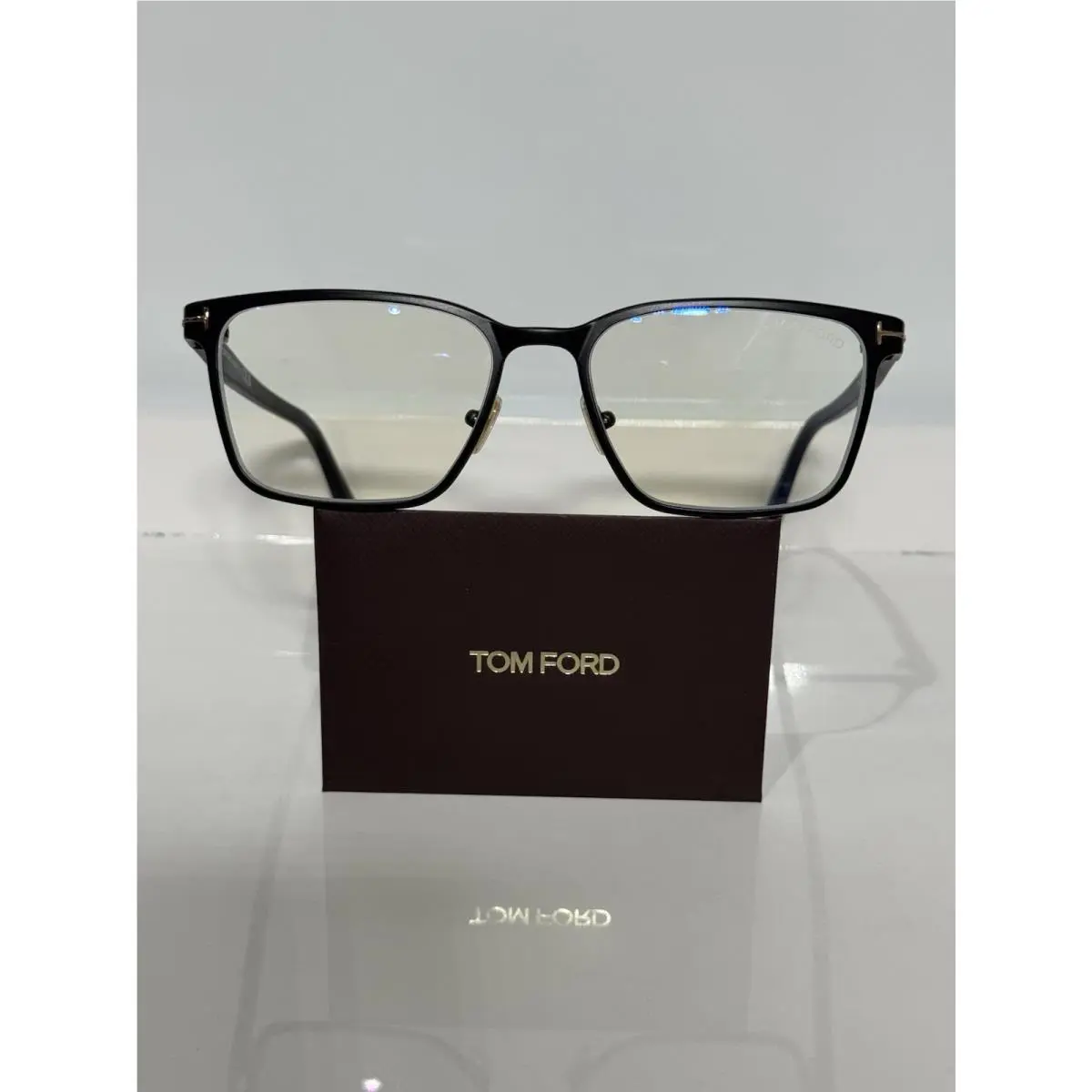 Tom Ford 5733B 002 Black Metal Blue Block Unisex Eyeglasses 55mm