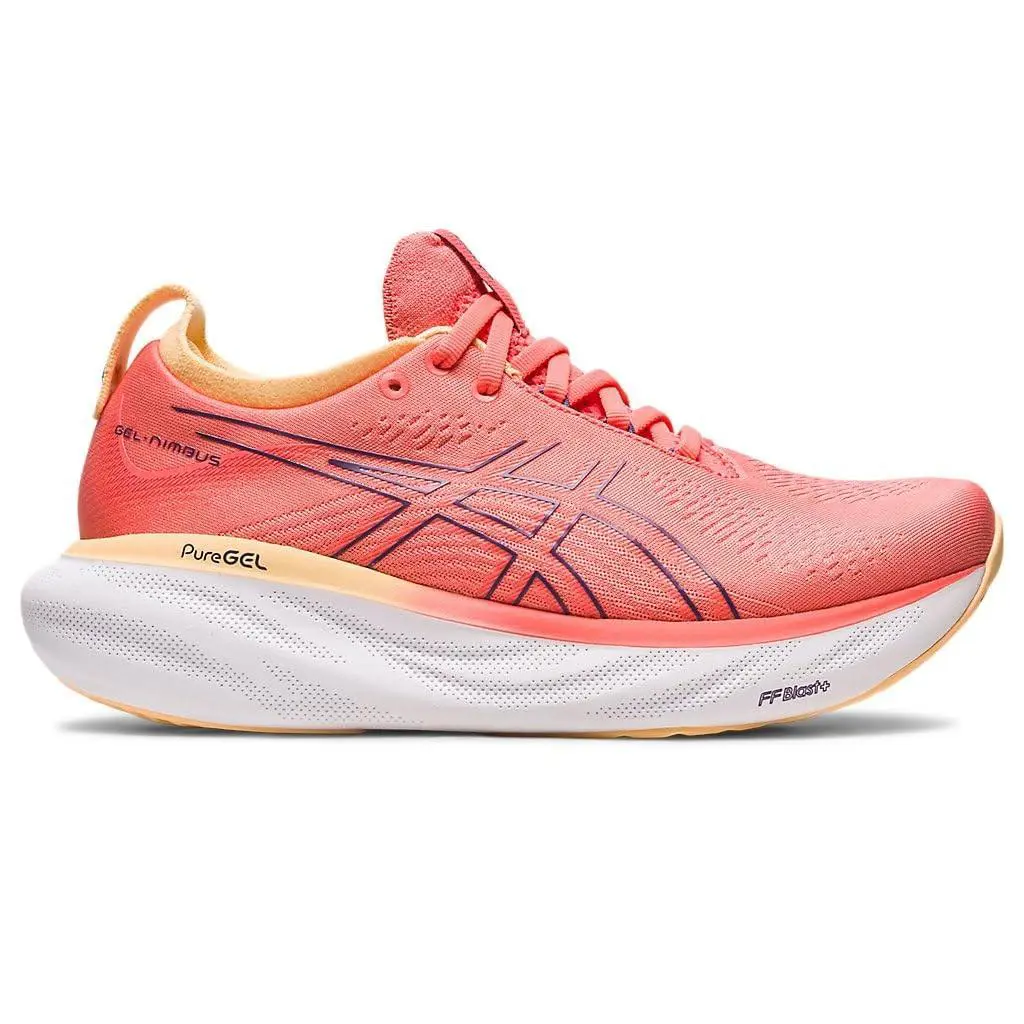 Asics Women`s Gel-nimbus 25 Running Shoes 7 US Wide Papaya/dusty Purple Rare