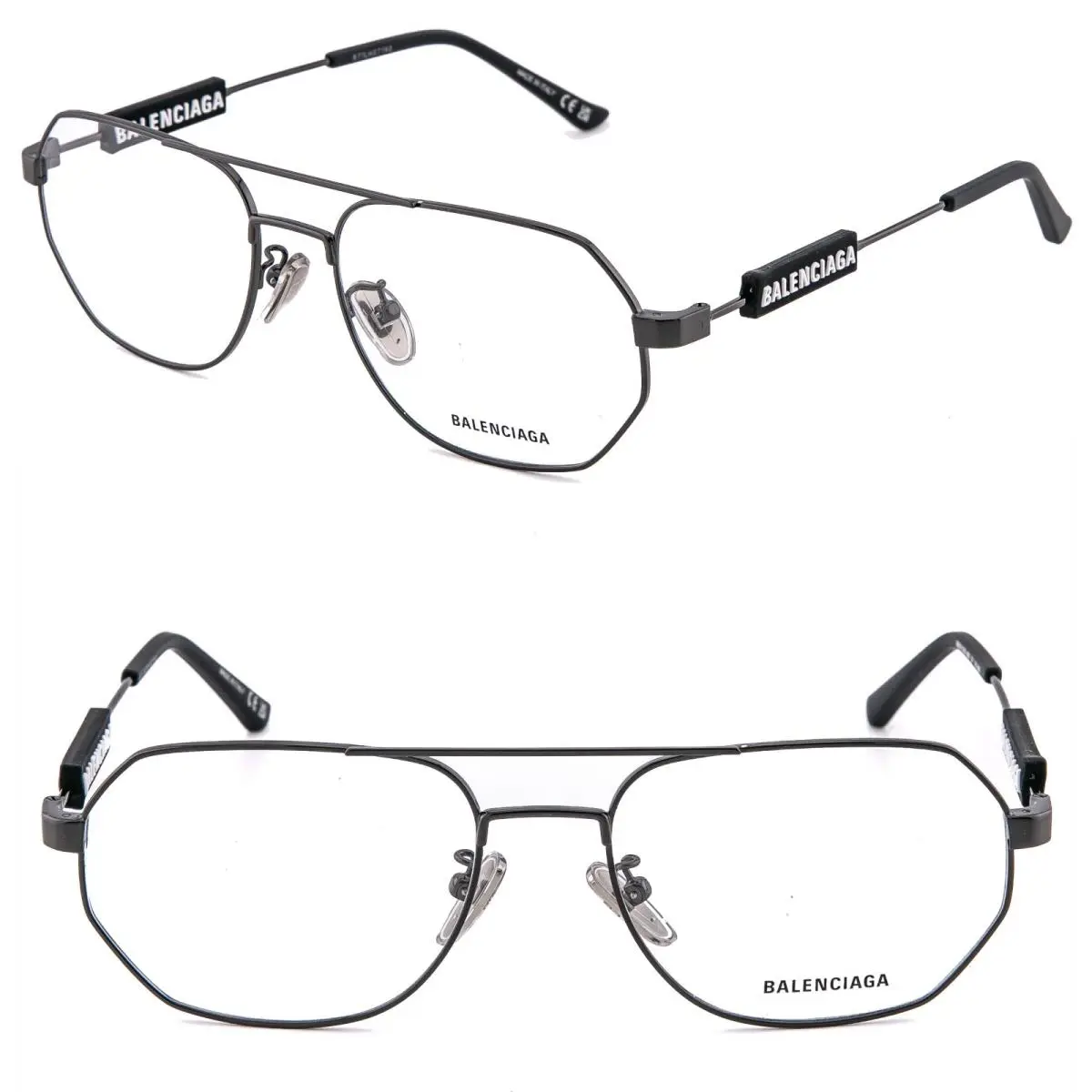 Balenciaga Tag 0117 Black Unisex Aviator Eyeglass 57mm BB0117O Optical Frame 001