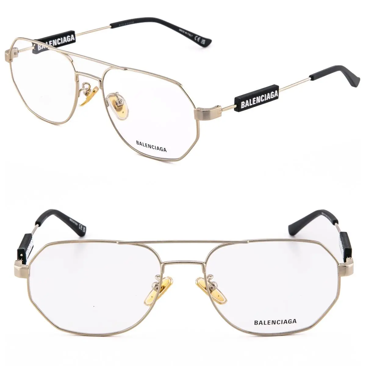 Balenciaga Tag 0117 Gold Unisex Aviator Eyeglass 57mm BB0117O Optical Frame 003