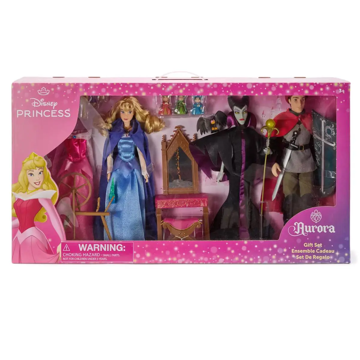 Disney Sleeping Beauty Aurora Classic Doll Gift Set Maleficent Phillip