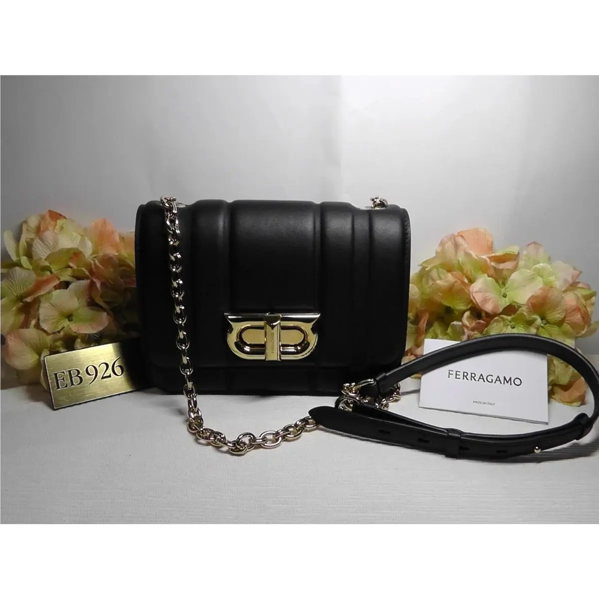 Salvatore Ferragamo Small Black Embossed Leather Crossbody 200