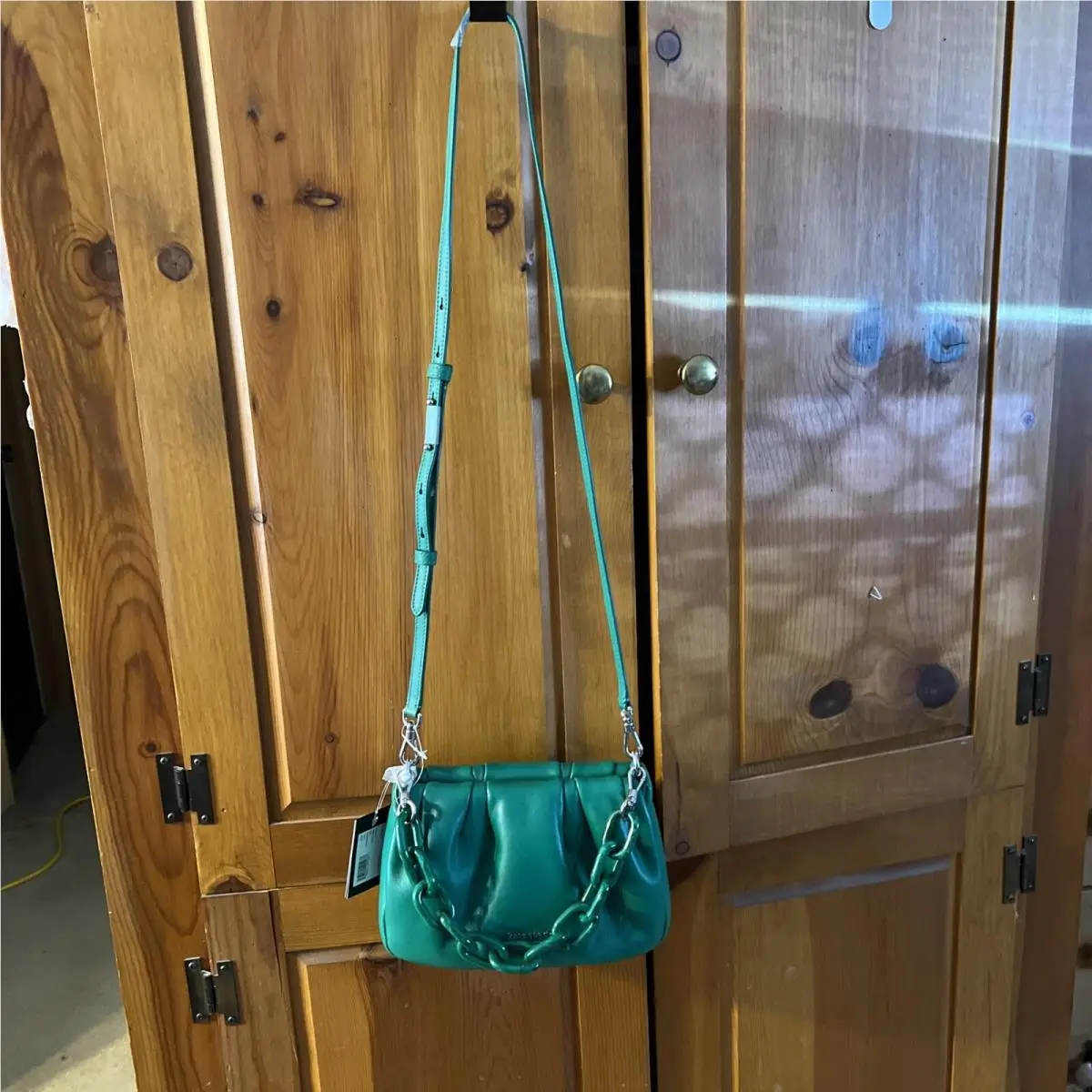 New Kate Spade NY Souffle Crossbody Purse Bag Winter Green Sheep Leather