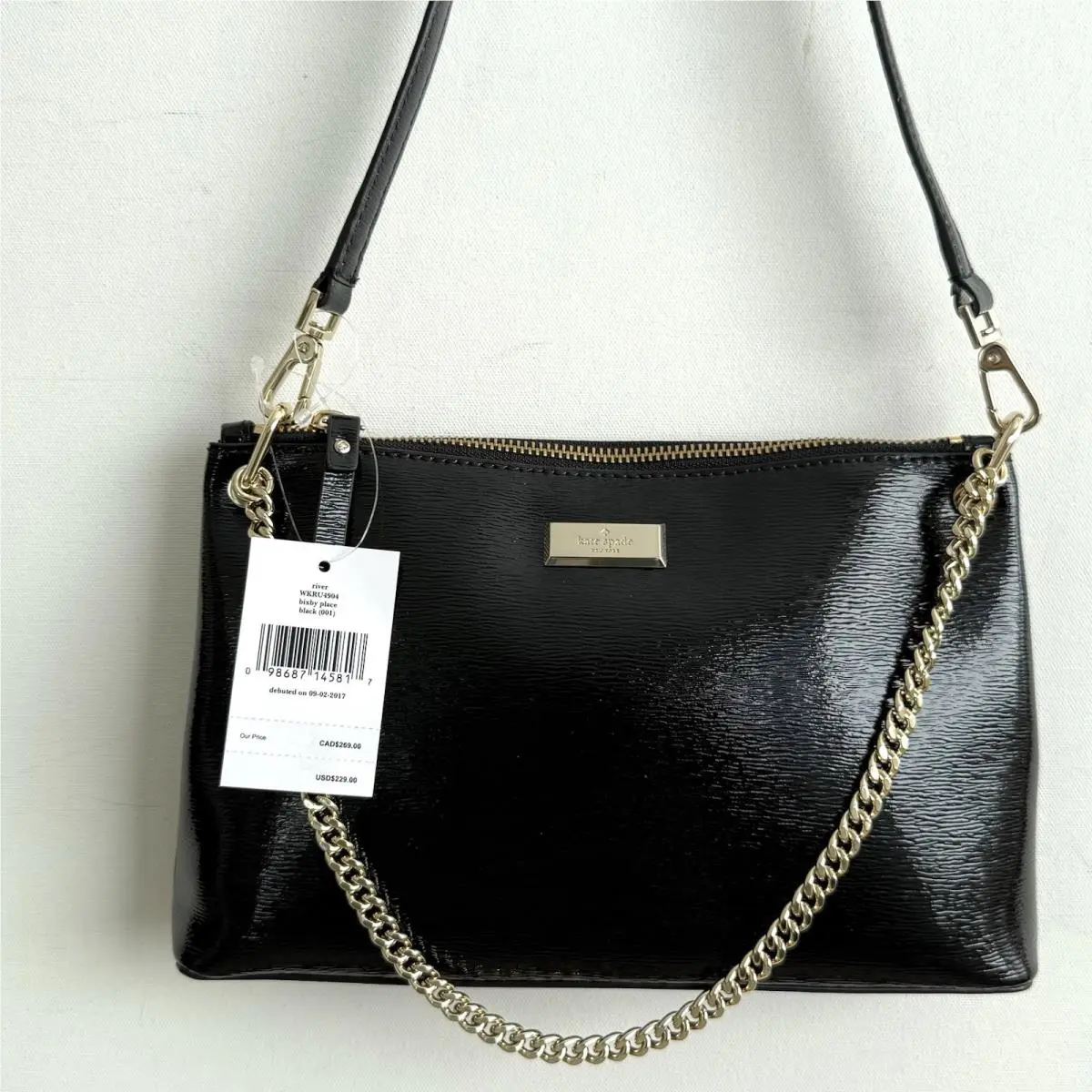 Kate Spade Bixby Place River Shoulder Bag Convertible Chain Handle Black