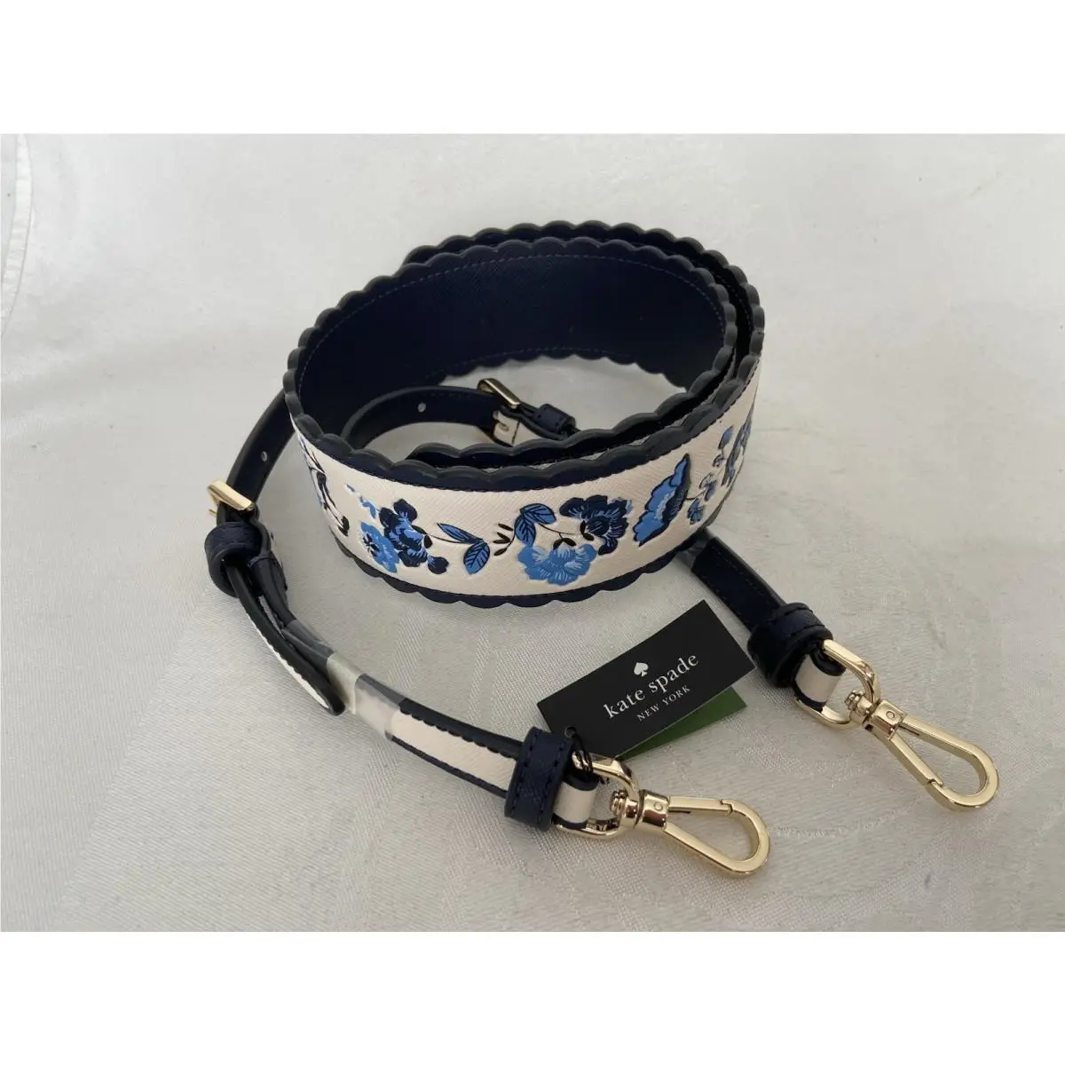 Kate Spade Blue White Floral Handbag Strap 48 Long Adjustable