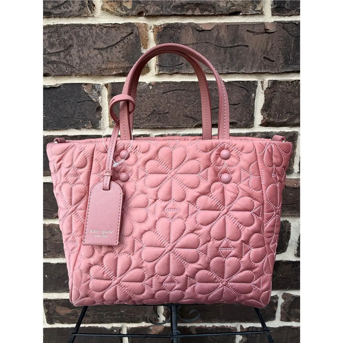 NWT$178 Kate Spade NY Tilly Quilted Small Tote Bag Cosmetic Pink Nylon
