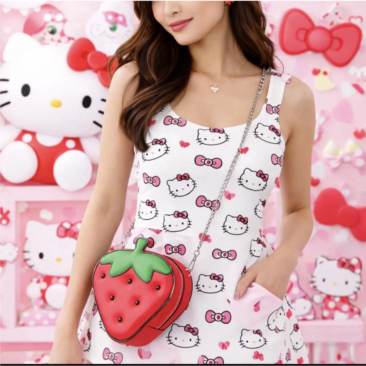 Hello Kitty X Kate Spade 3D Strawberry Crossbody Novelty Bag Leather Collab