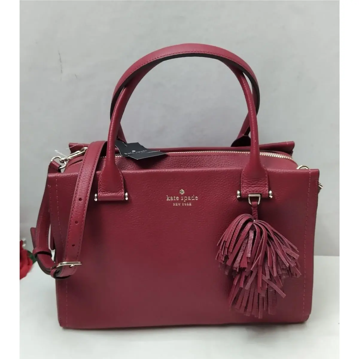 Kate Spade Palmer Drive Maryam Red Sangri Pebbled Leather Satchel Bag