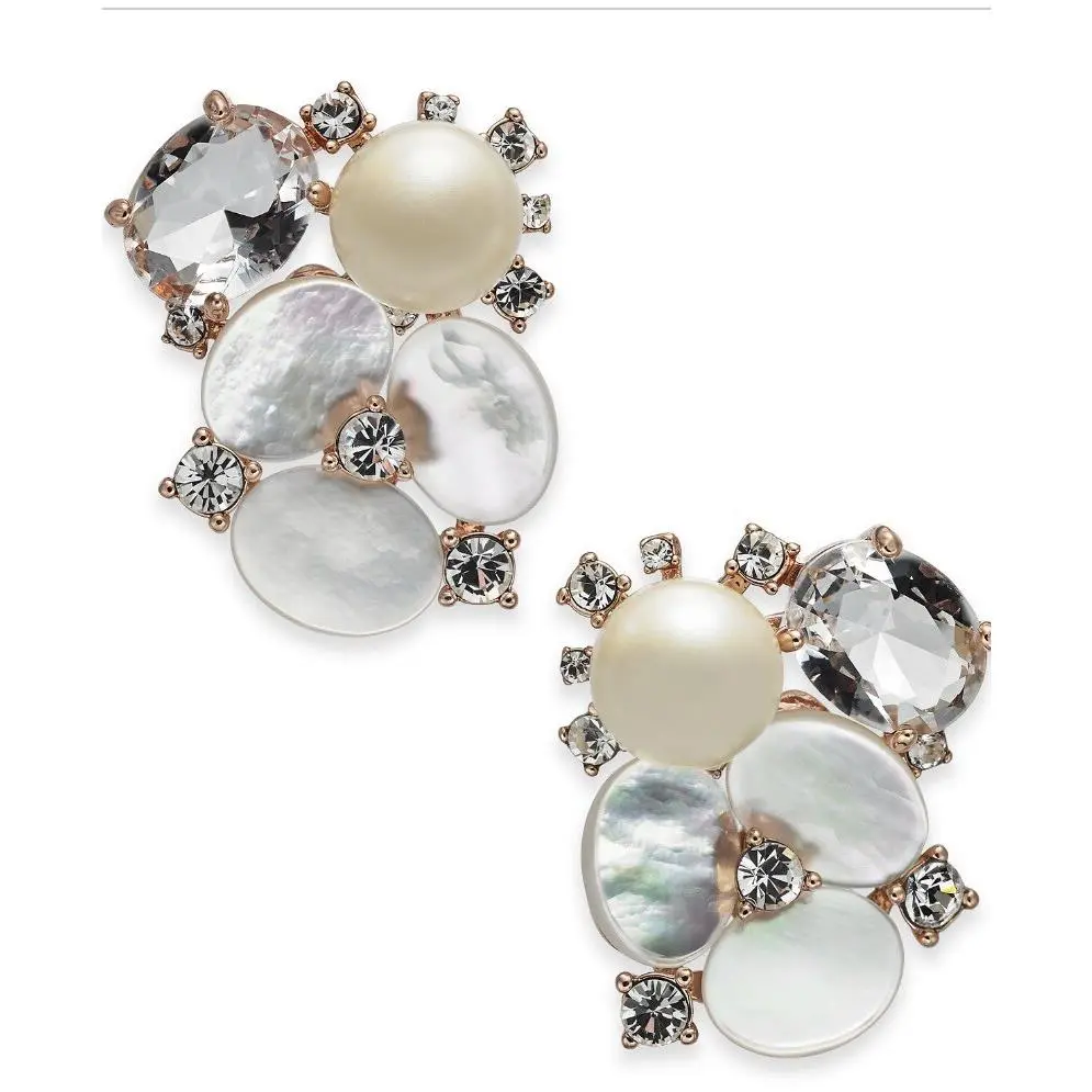 Kate Spade Rose Gold-tone Crystal Pearl Mother-of-pearl Earrings 651