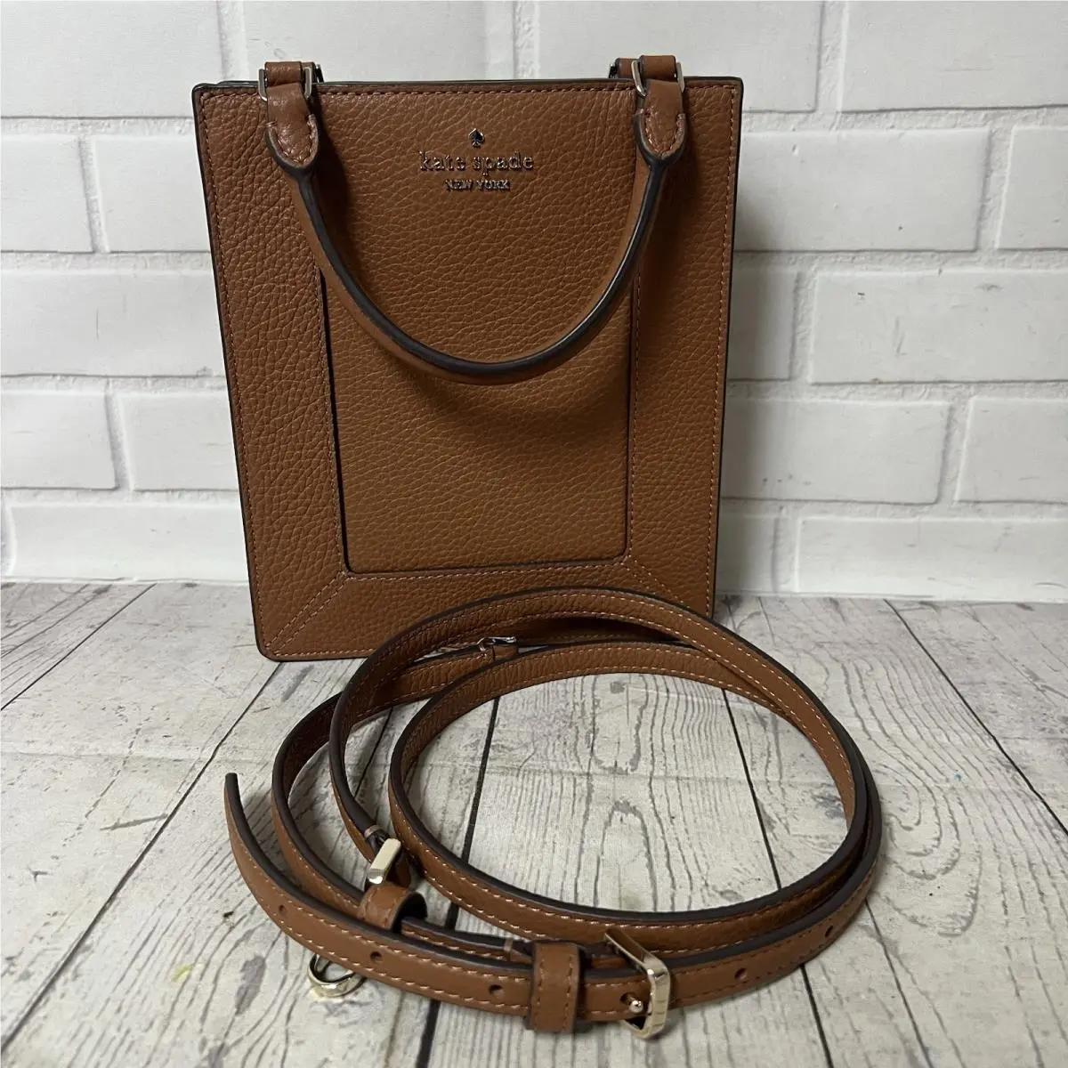 Kate Spade Lena Mini Tote Brown Warm Ginger Pebbled Leather Crossbody