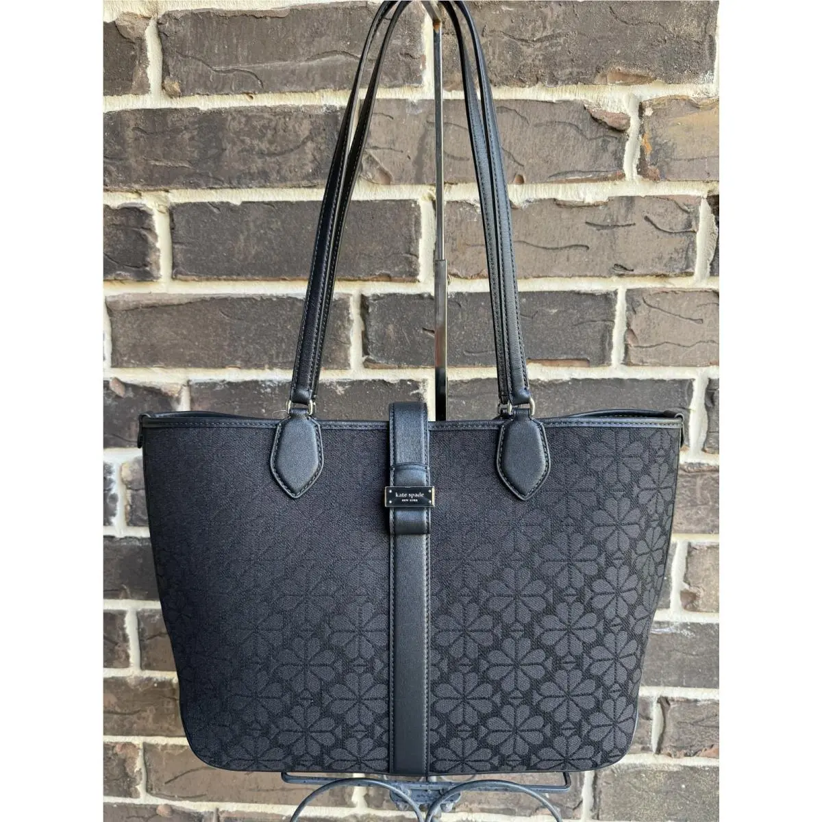 Kate Spade Spade Flower Jacquard Medium Open Tote Black K1456