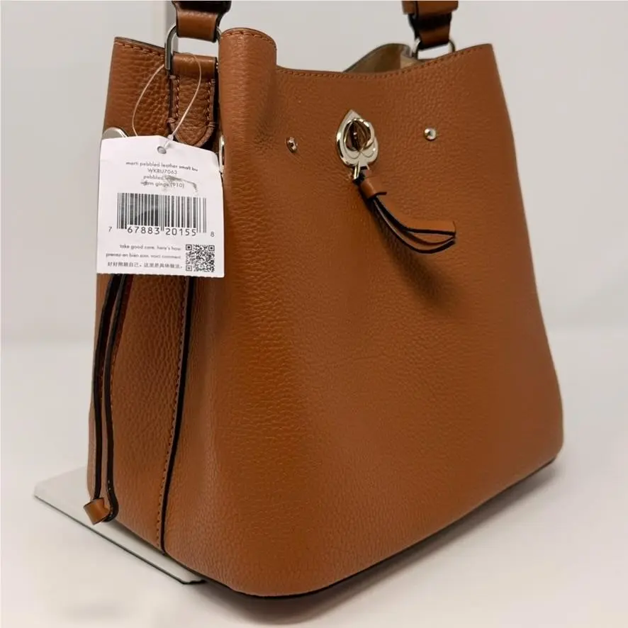 Marti Small Bucket Bag WKRU7063 Warm Ginger Pebbled Leather by Kate Spade