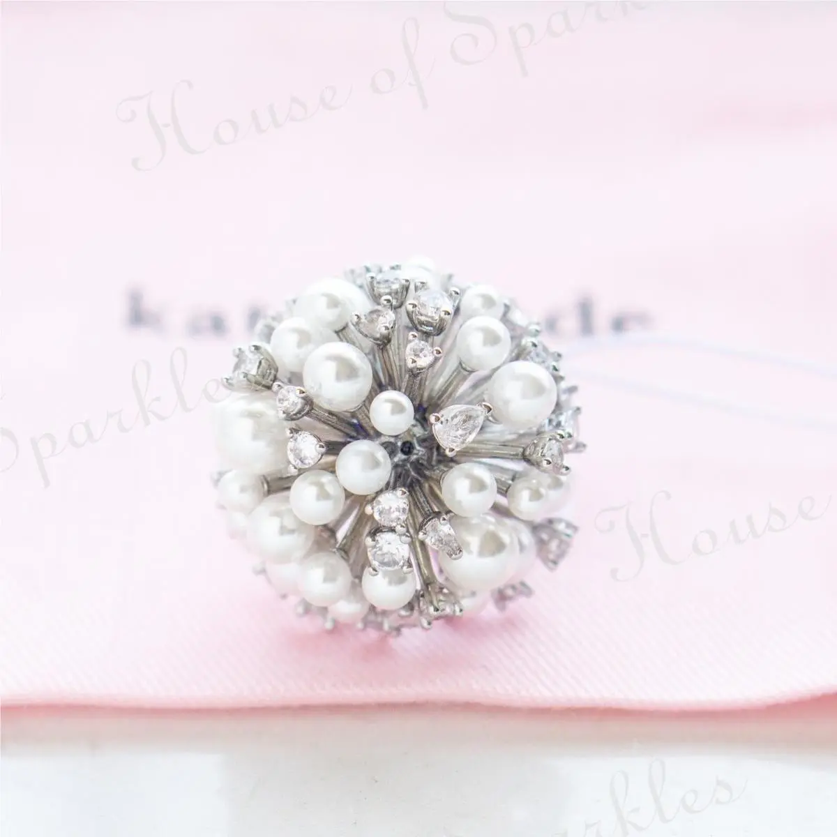 Kate Spade Cheers To That Cluster Ring Pearl Crystal