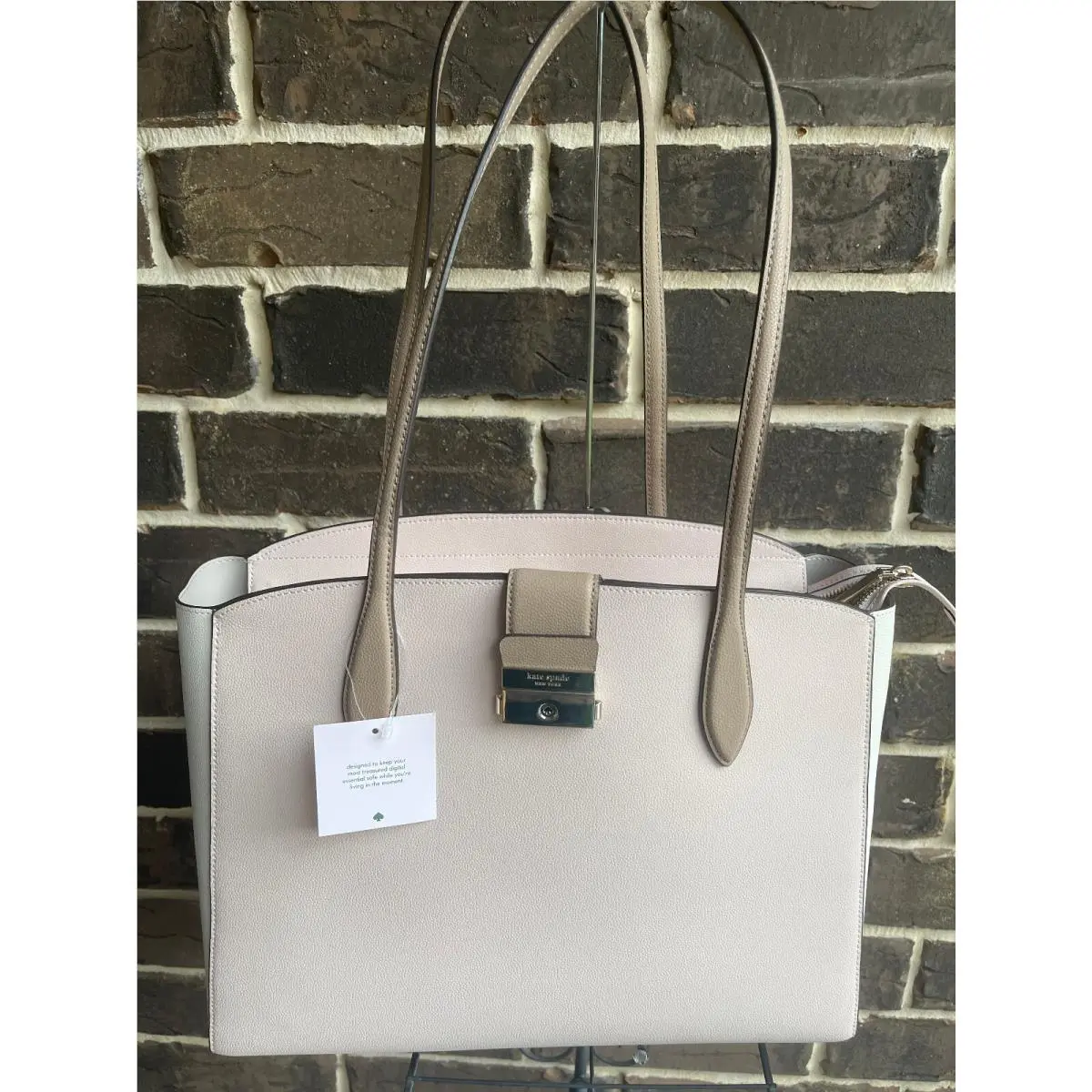 Kate Spade Voyage Large Work Tote Colorblock White Pink Taupe