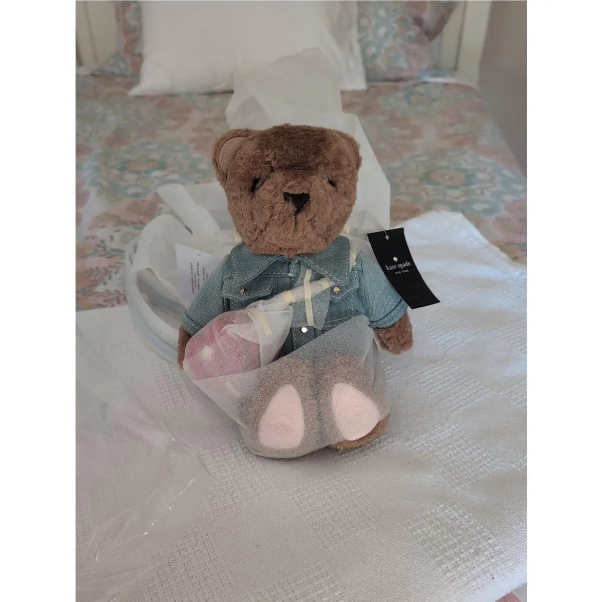 Kate Spade Katie Bear Denim 3D Teddy Bear Crossbody Bag For Valentine`s Day