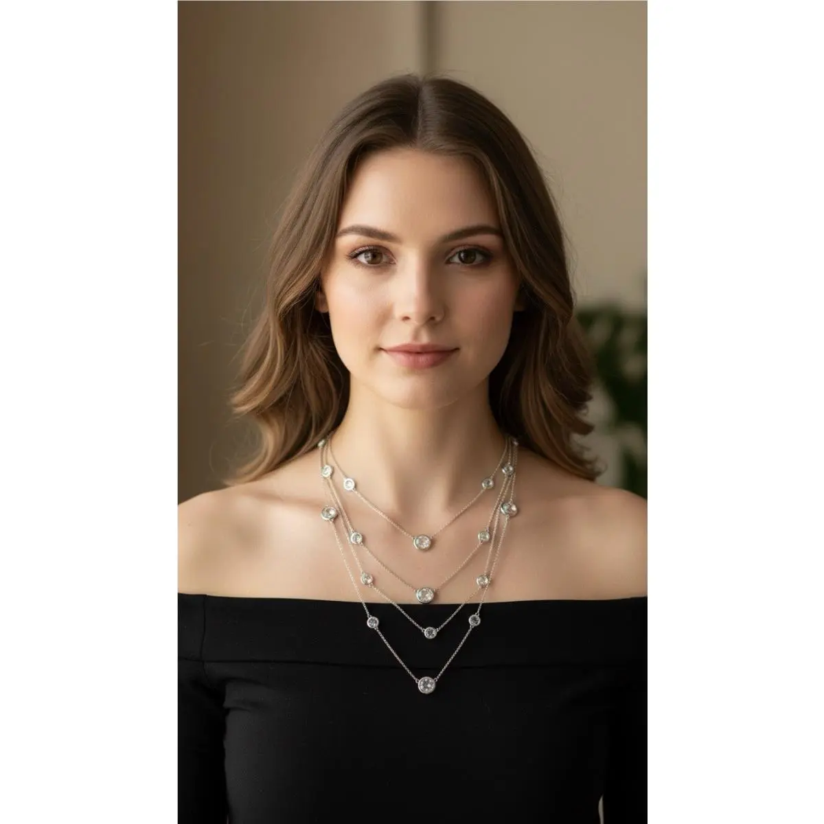 Kate Spade Triple Layer Silver Tone Clunk Of Ice Necklace 276