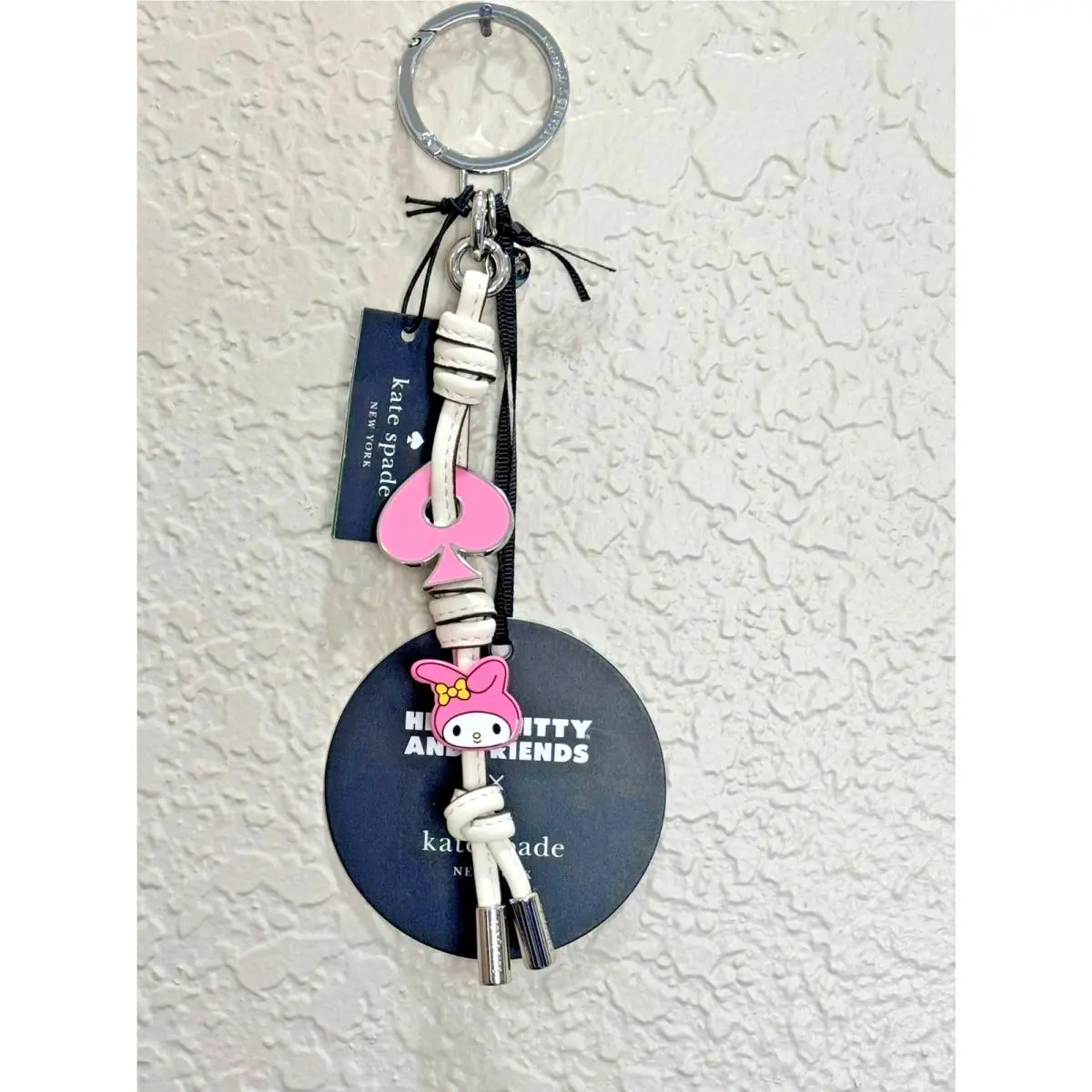 Kate Spade x Hello Kitty My Melody Enamel Knott Bag Charm Key Fob Keychain New