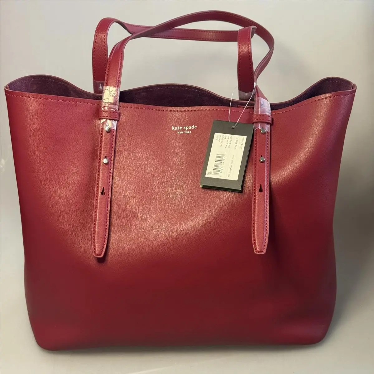 Kate Spade Tote Bag Womens Do It All Red Jam Leather Shoulder Suede Lined KL669