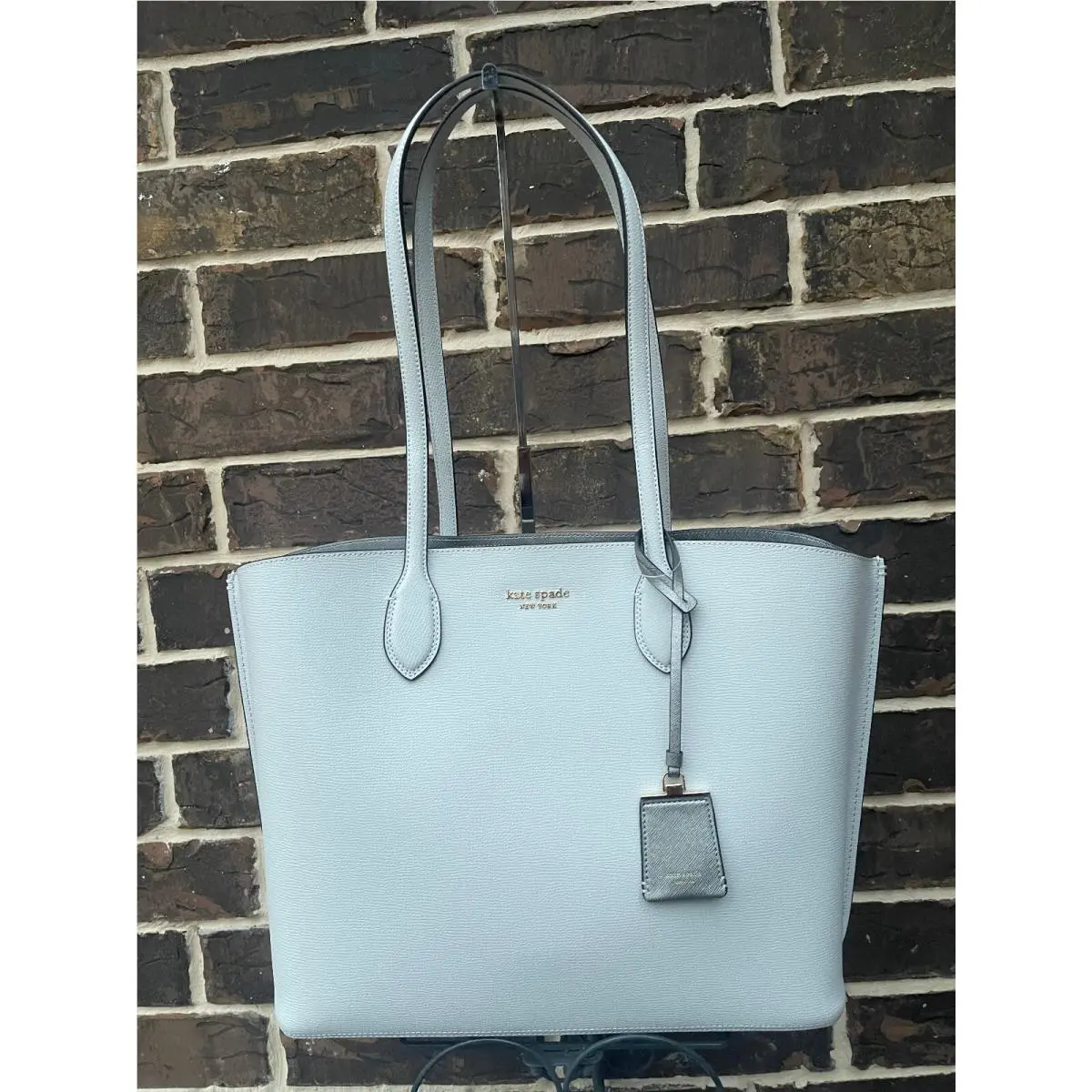 Kate Spade NY Suite Large Work Tote Stone Path Multi Blue Grey Leather