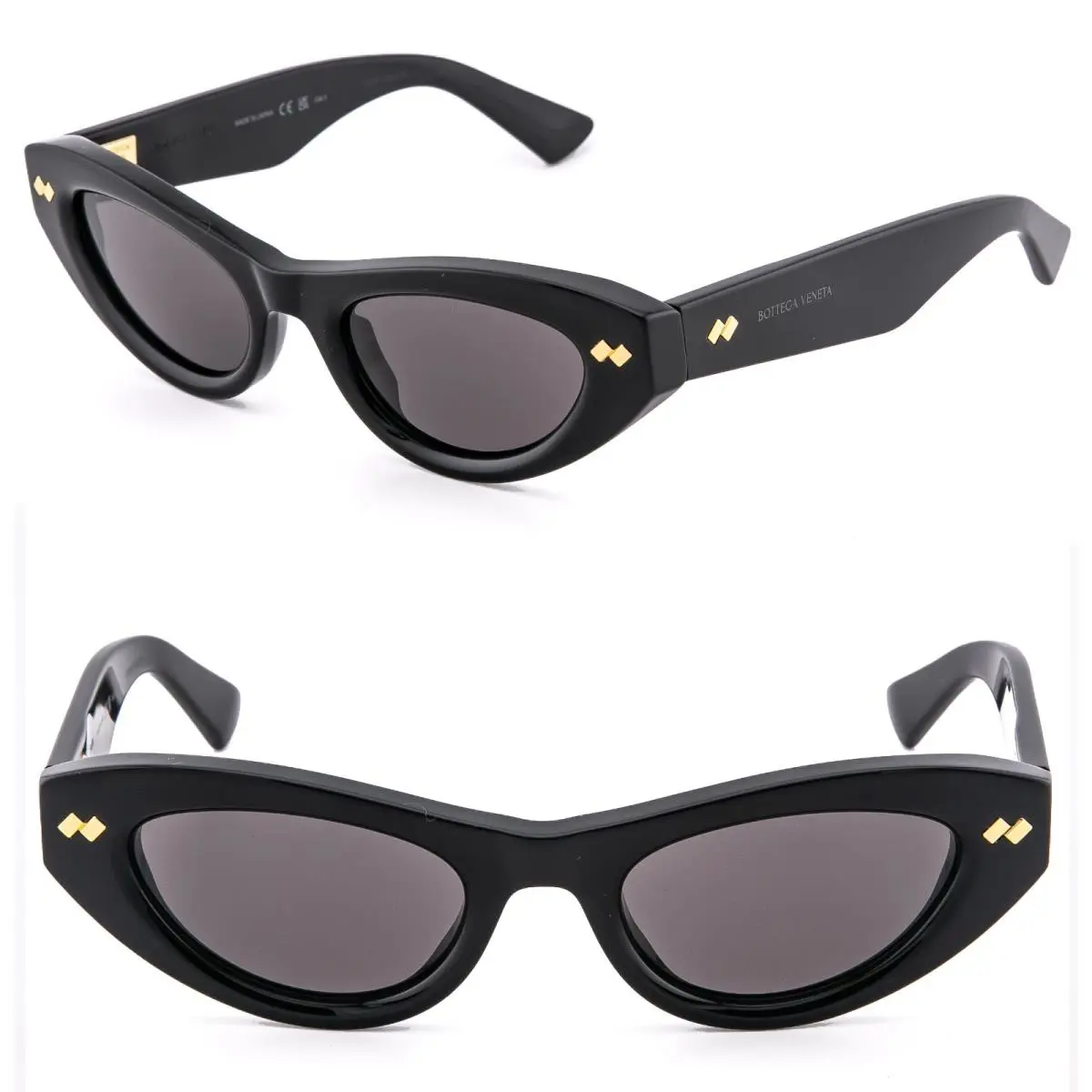 Bottega Veneta 1350 BV1350S Dizzy Intrecciato Cat Black Bold Unisex Sunglass 001