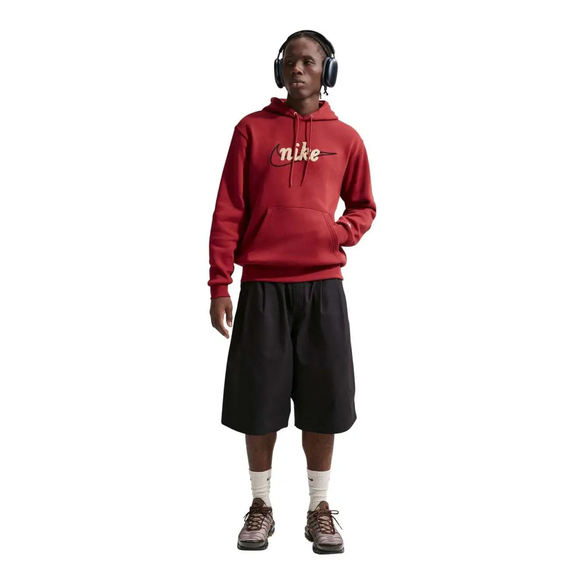 Mens Nike Sportswear Club Fleece Hoodie_team Crimson IF0685-613 - TEAM CRIMSON/TEAM CRIMSON/LT KHAKI