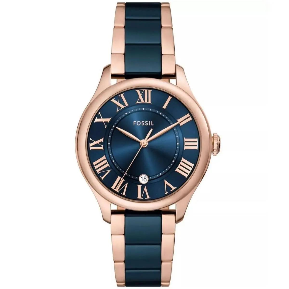 Women`s Watch Gilmore Quartz Blue Dial Two Tone Bracelet Date CE1134 by Fossil