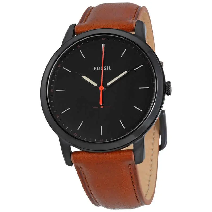 Fossil Minimalist Black Dial Brown Leather Men`s Watch FS5305