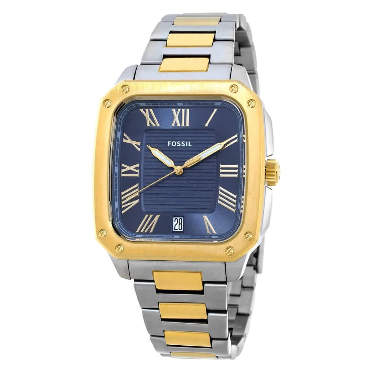 Fossil Crosby Quartz Men`s Crosby Three-hand Watch FS6161 - Dial: Light Blue, Band: Two-tone (Silver-tone and Gold-tone), Bezel: Silver-tone
