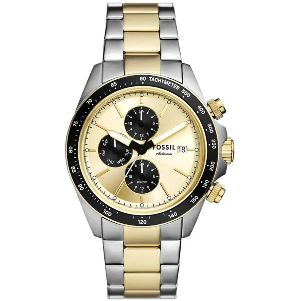 Men`s Watch Autocross Gold and Black Dial Two Tone Steel Bracelet FS6126 by Fossil