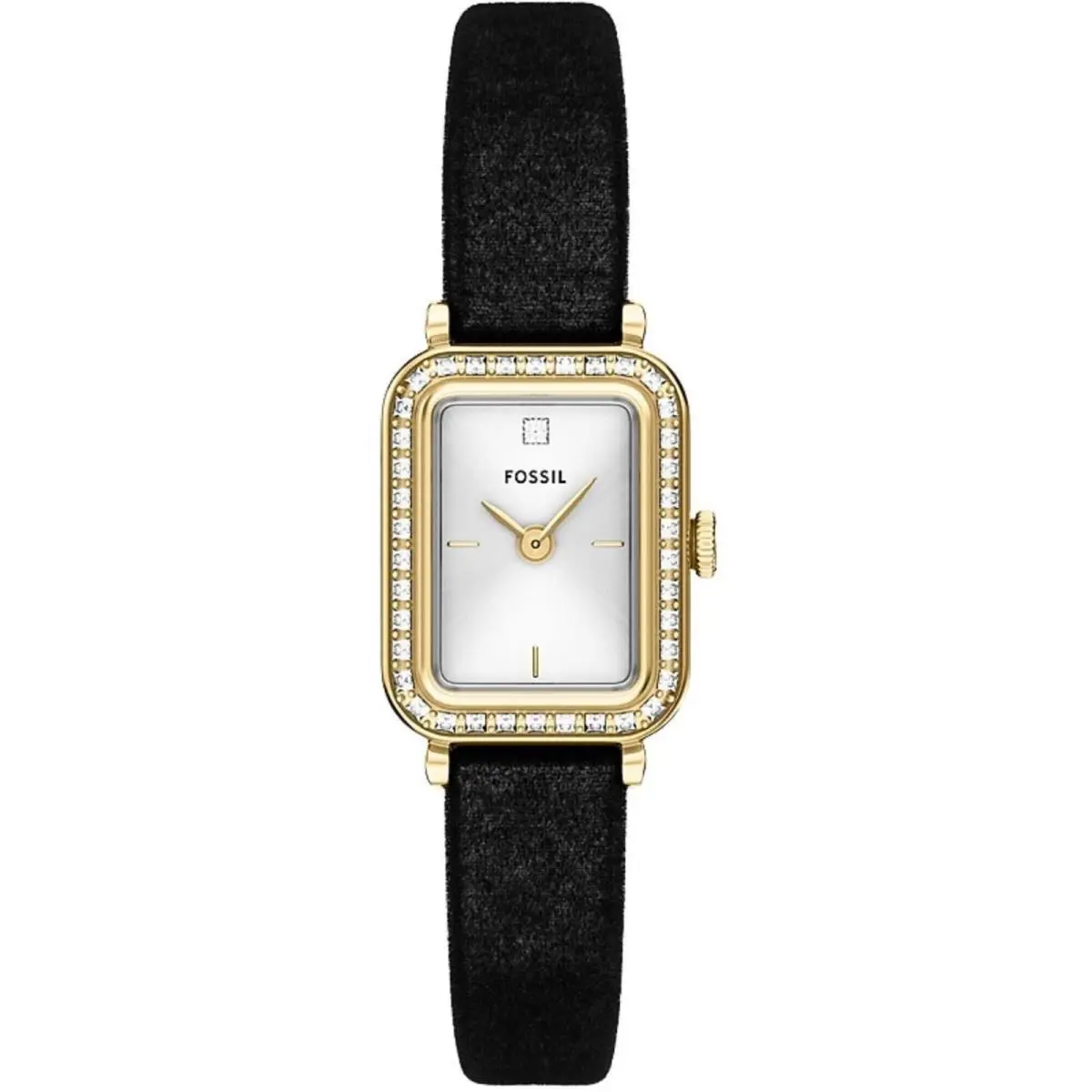 Women`s Watch Raquel Mini White Dial Black Velvet Fabric Strap ES5437 by Fossil