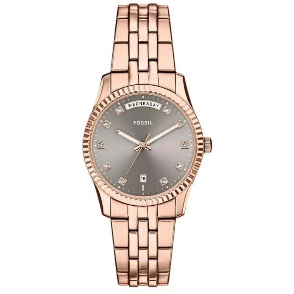 Women`s Watch Scarlette Quartz Grey Dial Rose Gold Steel Bracelet ES5459 by Fossil