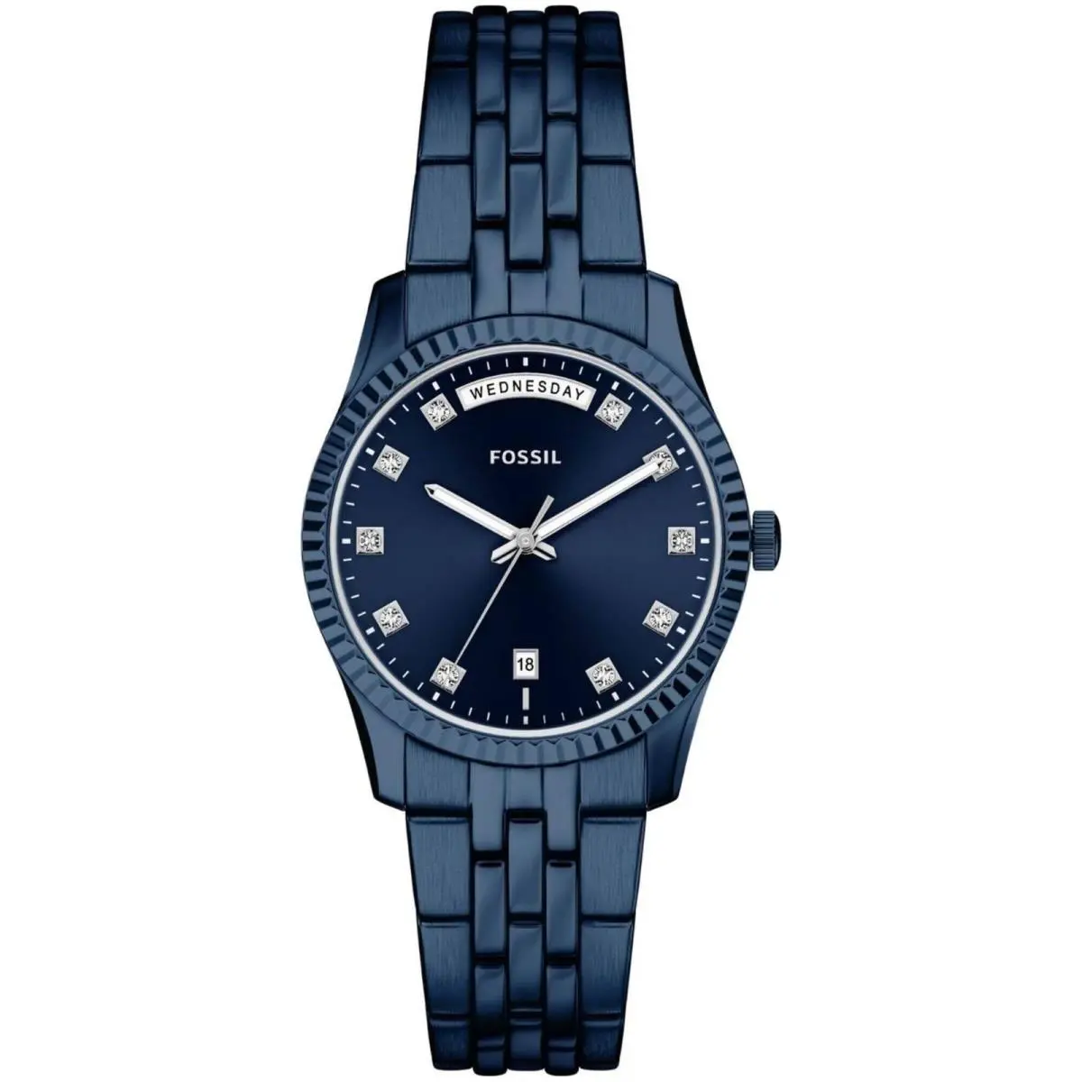 Women`s Watch Scarlette Quartz Blue Dial Steel Bracelet Day-date ES5476 by Fossil