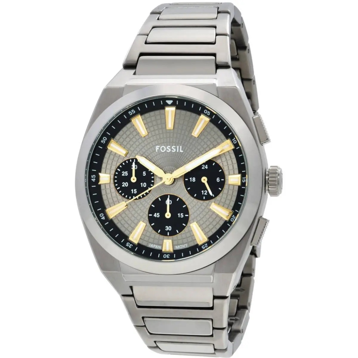 Men`s Watch Everett Quartz Chrono Grey Dial Silver Tone Bracelet FS6128 by Fossil