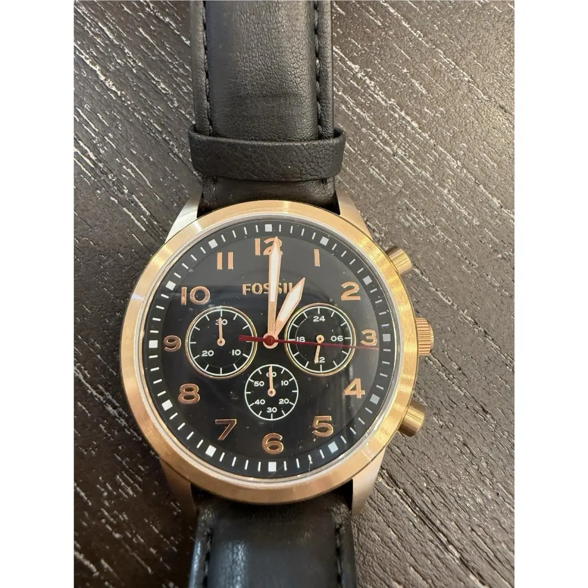 Fossil Flynn Chronograph 48mm Gold Stainless Steel Case Brown Leather Band