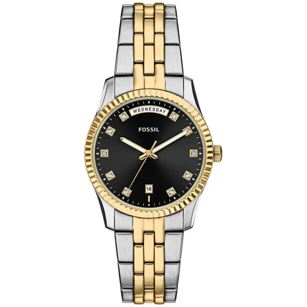 Women`s Watch Scarlette Quartz Black Dial Two Tone Steel Bracelet ES5458 by Fossil